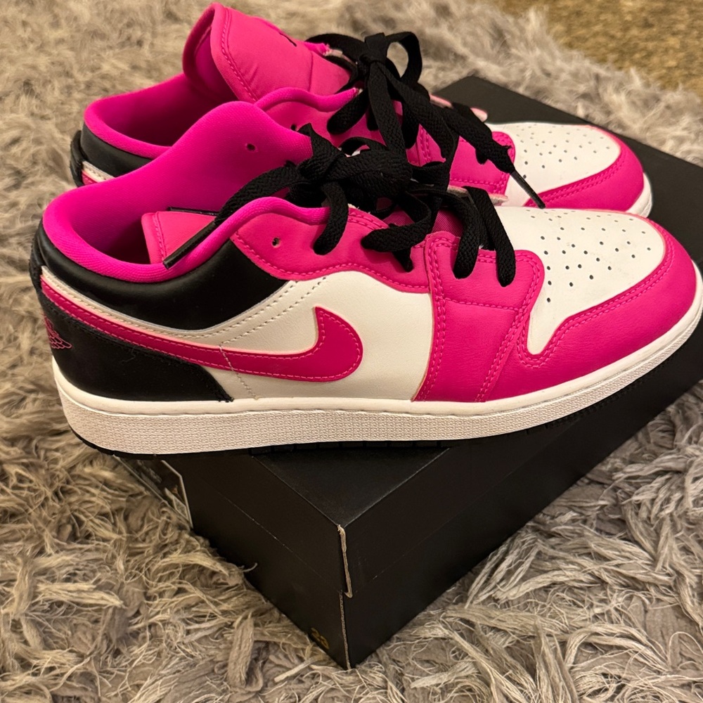 Jordan 1 Low GS in Pink, Black, and White
